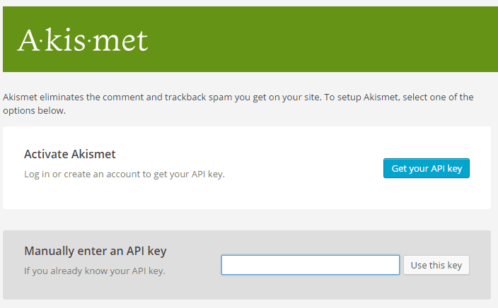 Akismet activation screenshot