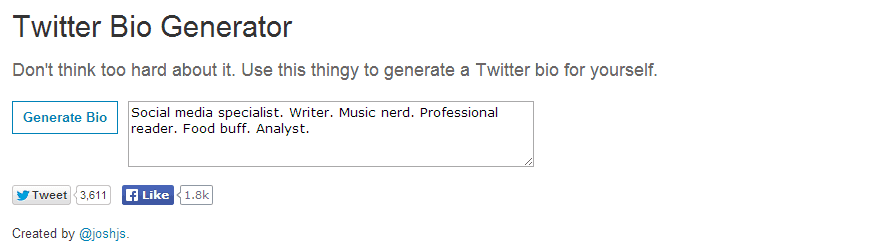 Twitter Bio Generator screenshot