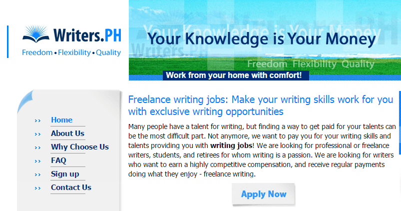Writers_Ph Homepage Screenshot